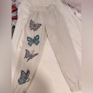 White butterfly sweats